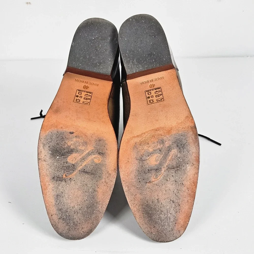 Free People Eberly Victorian Lace-Up Bronze Leather Ankle Boots Women Size 40